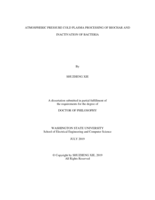 ATMOSPHERIC PRESSURE COLD PLASMA PROCESSING OF BIOCHAR AND INACTIVATION OF BACTERIA