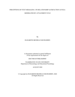 Perceptions of Text Messaging on Relationship Satisfaction Levels: Moderated by Attachment Style