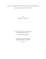 EVALUATING THE EFFECTIVENESS OF AN ONLINE VALUES AFFIRMATION AMONG FIRST-YEAR COLLEGE STUDENTS
