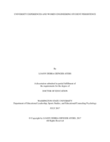 UNIVERSITY EXPERIENCES AND WOMEN ENGINEERING STUDENT PERSISTENCE