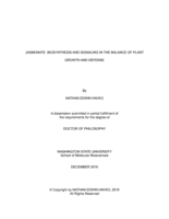 JASMONATE  BIOSYNTHESIS AND SIGNALING IN THE BALANCE OF PLANT GROWTH AND DEFENSE