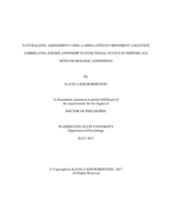 Naturalistic Assessment using a Simulated Environment: Cognitive Correlates and Relationship to Functional Status in Individuals with Neurologic Conditions