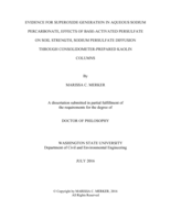 Evidence for Superoxide Generation in Aqueous Sodium Percarbonate Solution, Effects of Base-Activated Persulfate on Soil Strength, Sodium Persulfate Diffusion Through Consolidometer-Prepared Kaolin Columns