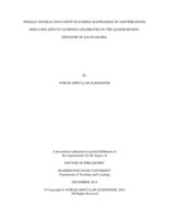 FEMALE GENERAL EDUCATION TEACHERS' KNOWLEDGE OF AND PERCEIVED SKILLS RELATED TO LEARNING DISABILITIES IN THE QASSIM REGION, KINGDOM OF SAUDI ARABIA