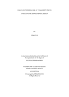ESSAYS ON THE BEHAVIOR OF COMMODITY PRICES AND ECONOMIC EXPERIMENTAL DESIGN