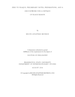 Zero to Blaque: Preliminary Notes, Preparations, and a Groundwork for a Critique of Black Reason