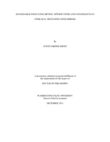 SUSTAINABLE FOOD CONSUMPTION: OPPORTUNITIES AND CONSTRAINTS TO ETHICALLY MOTIVATED CONSUMERISM