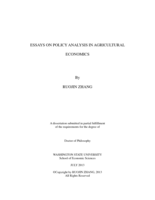 ESSAYS ON POLICY ANALYSIS IN AGRICULTURAL ECONOMICS