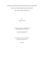Essays on Participation in Intercultural Marriages, Political Partisanship, and Patterns in Dialysis Center Efficiency