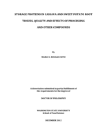 Storage proteins in cassava and sweet potato root tissues, quality and effects of processing and other compounds