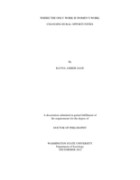 Where the Only Work is Women's Work: Changing Rural Opportunities