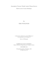 Atmospheric Pressure Weakly Ionized Plasma Reactor Based on the Corona Discharge