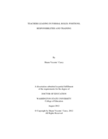 Teachers Leading in Formal Roles: Positions, Responsibilities and Training