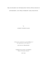 The Economics of Information with Applications in Advertising and Philanthropic Organizations
