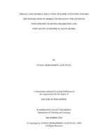 SPECIAL AND GENERAL EDUCATION TEACHER ATTITUDES TOWARD  THE INTEGRATION OF MOBILE TECHNOLOGY FOR STUDENTS  WITH SPECIFIC LEARNING DISABILITIES AND  STRUGGLING LEARNERS IN SAUDI ARABIA