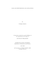 RANK ONE PERTURBATIONS AND APPLICATIONS