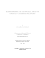 PERCEPTIONS OF PARENTS IN SAUDI ARABIA TOWARD COLLABORATION WITH PROFESSIONALS IN EARLY CHILDHOOD SPECIAL EDUCATION