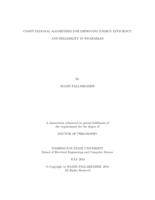 COMPUTATIONAL ALGORITHMS FOR IMPROVING ENERGY EFFICIENCY AND RELIABILITY IN WEARABLES