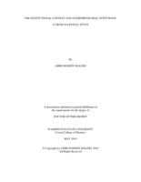 The Institutional Context and Entrepreneurial Intentions: A Cross-National Study
