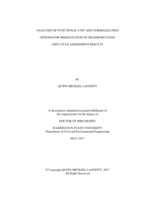 ANALYSES OF FUNCTIONAL UNIT AND NORMALIZATION OPTIONS FOR PRESENTATION OF TRANSPORTATION LIFE CYCLE ASSESSMENT RESULTS