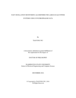 FAST OSCILLATION MONITORING ALGORITHMS FOR LARGE-SCALE POWER SYSTEMS USING SYNCHROPHASOR DATA