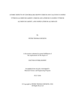 ATOMIC DEFECTS OF CZOCHRALSKI GROWN CERIUM AND CALCIUM CO-DOPED YTTRIUM ALUMINUM GARNET, CERIUM AND LITHIUM CO-DOPED YTTRIUM ALUMINUM GARNET, AND DOPED LITHIUM ALUMINATE