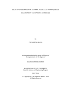 Selective Adsorption of Alcohol Molecules from Aqueous Solutions by Nanoporous Materials