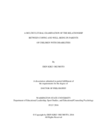 A Multicultural Examination of the Relationship between Coping and Well-Being in Parents of Children with Disabilities