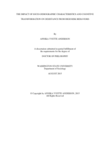 THE IMPACT OF SOCIO-DEMOGRAPHIC CHARACTERISTICS AND COGNITIVE TRANSFORMATION ON DESISTANCE FROM HIGH RISK BEHAVIORS