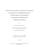 Imaging and spectral analysis of acoustical scattering by underwater objects located near flat interfaces: evanescent wavefields and orientation effects