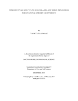 NITROGEN UPTAKE AND CYCLING BY CANOLA, PEA, AND WHEAT: IMPLICATIONS  FOR ROTATIONAL NITROGEN USE EFFICIENCY