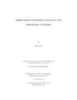 Three Essays on Product Quality and Sequential Auctions