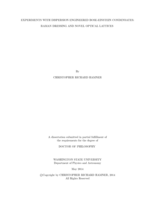 EXPERIMENTS WITH DISPERSION ENGINEERED BOSE-EINSTEIN CONDENSATES: RAMAN DRESSING AND NOVEL OPTICAL LATTICES