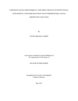 Corporate social responsibility: Exploring the role of institutional antecedents, consumer reactions and entrepreneurial social opportunity selection