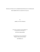 THE ROLE OF THE PLANT GA HORMONE RECEPTOR GID1 IN CONTROLLING SEED GERMINATION IN ARABIDOPSIS THALIANA