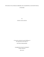 Two Essays on Leverage, Mergers and Acquisitions, and Institutional Investors
