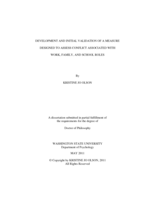 DEVELOPMENT AND INITIAL VALIDATION OF A MEASURE DESIGNED TO ASSESS CONFLICT ASSOCIATED WITH WORK, FAMILY, AND SCHOOL ROLES