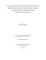 An Analysis of the Implications of Strengthened Intellectual Property Rights to Agriculture of Developing Countries and Responses of Selected Public Research  Institutions in Southeast Asia