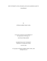 How University_Level English Language Learners Learn to Paraphrase