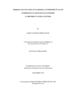 THERMAL INACTIVATION OF SALMONELLA ENTERITIDIS PT 30 AND ENTEROCOCCUS FAECIUM IN EGG POWDERS  AT DIFFERENT WATER ACTIVITIES
