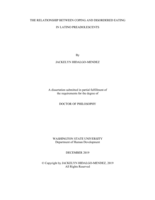 THE RELATIONSHIP BETWEEN COPING AND DISORDERED EATING IN LATINO PREADOLESCENTS