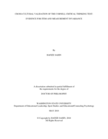 Cross-Cultural Validation of the Cornell Critical Thinking Test: Evidence for Item and Measurement Invariance