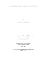 BATS AND THE CONVERGENT EVOLUTION OF COMPLEX TRAITS