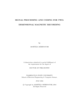 SIGNAL PROCESSING AND CODING FOR TWO-DIMENSIONAL MAGNETIC RECORDING
