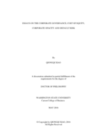 ESSAYS ON THE CORPORATE GOVERNANCE, COST OF EQUITY, CORPORATE OPACITY AND DEFAULT RISK
