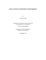 ROLE OF LEPTIN IN HIPPOCAMPAL SYNAPTOGENESIS