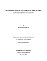 Factors involved in the proliferation of blaCMY-2 plasmid-bearing Escherichia coli in cattle