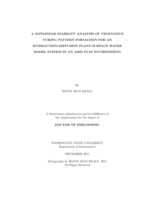 A Nonlinear Stability Analysis of Vegetative Turing Pattern Formation for an Interaction-Diffusion Plant-Surface Water Model System in an Arid Flat Environment