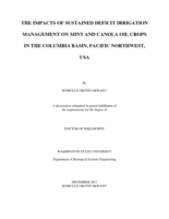 THE IMPACTS OF SUSTAINED DEFICIT IRRIGATION MANAGEMENT ON MINT AND CANOLA OIL CROPS IN THE COLUMBIA BASIN, PACIFIC NORTHWEST, USA