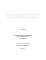 EUROPEANIZATION OF GENDER EQUALITY POLICY IN POST-COMMUNIST EUROPE: DOES IT MATTER FOR WOMEN'S SUBSTANTIVE REPRESENTATION?